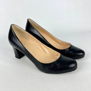 Cole Haan Womens Black Leather Block Heel Pumps Career Dressy size 9.5B